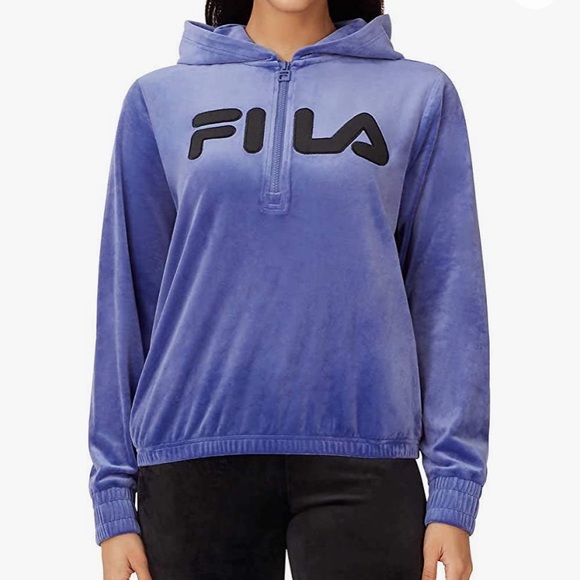 Fila Womens Velour Quarter Zip Hoodie - Picture 1 of 9
